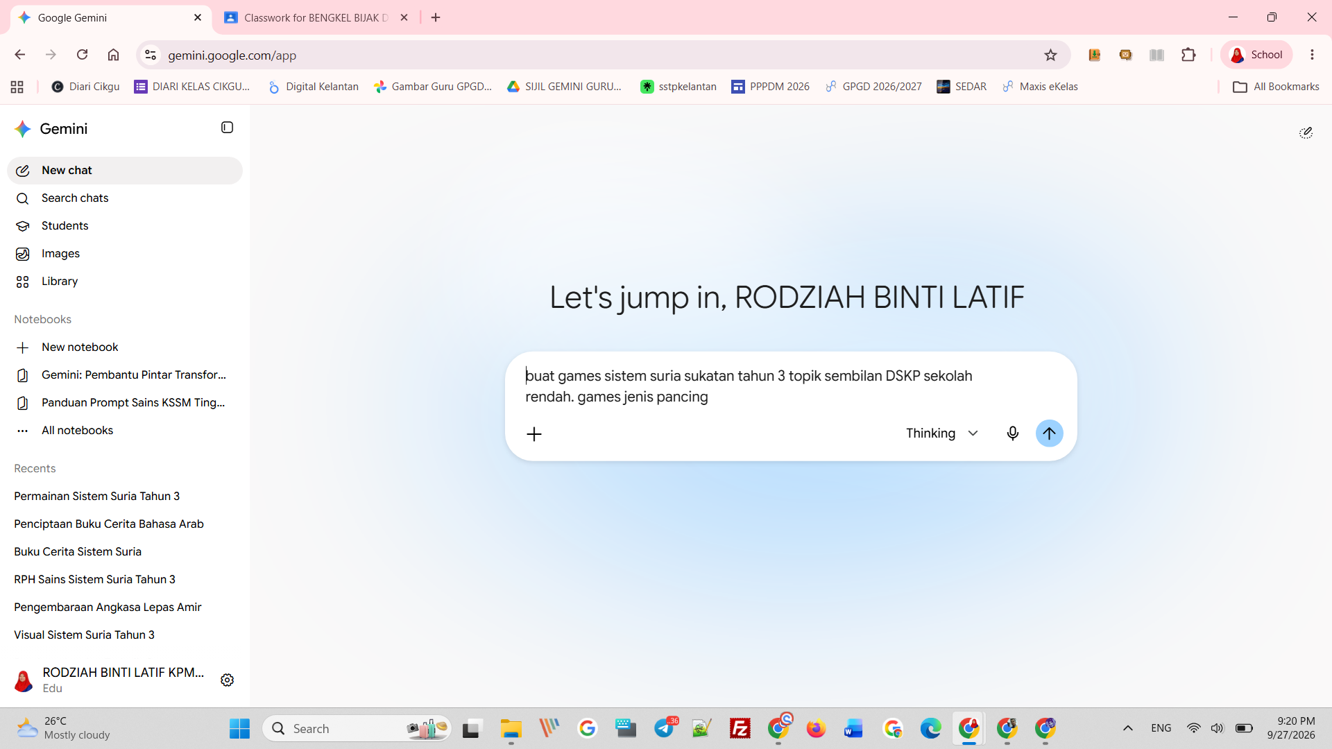 Taip prompt game di Gemini