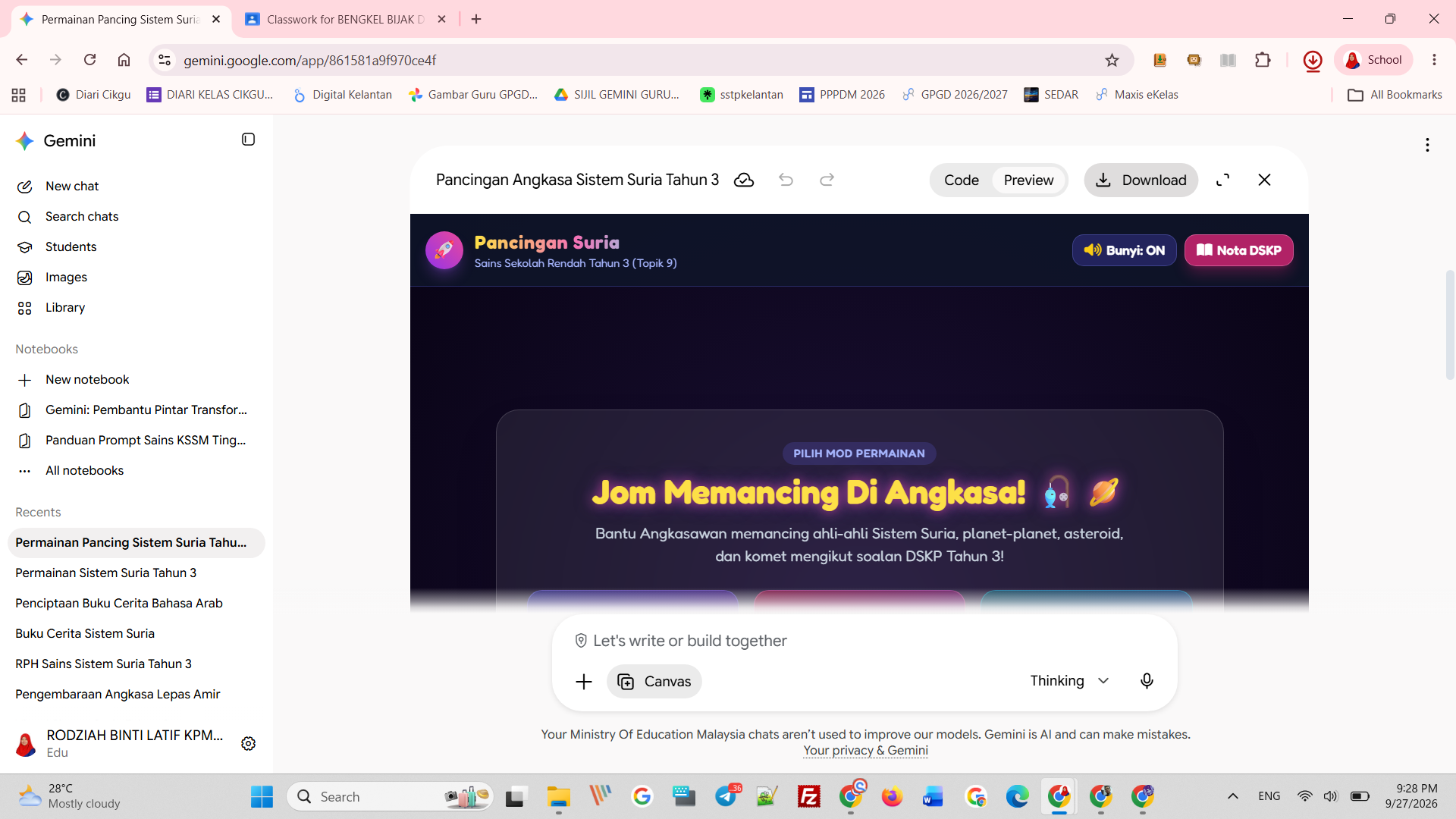 Pilihan mod permainan