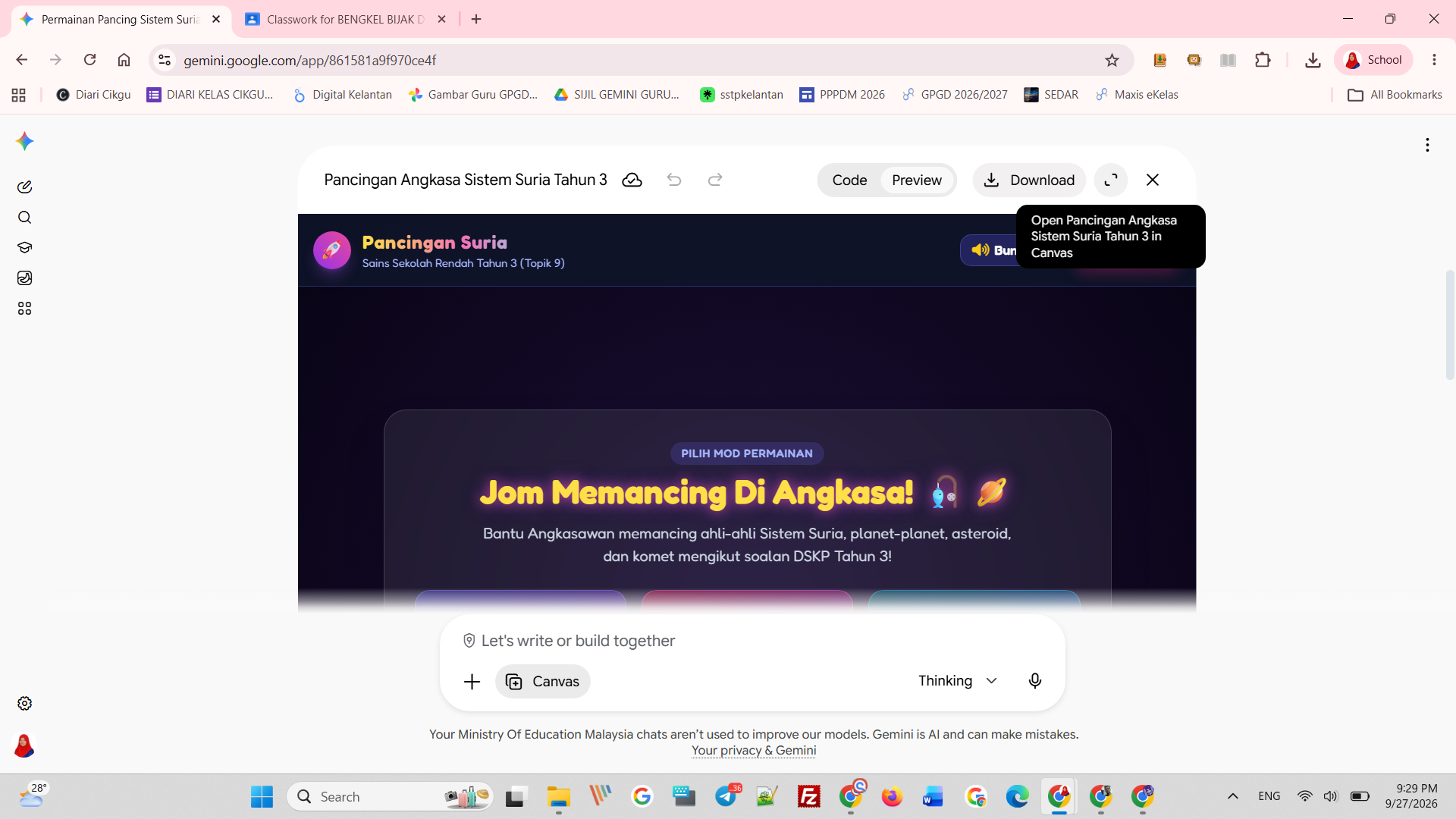 Butang Download di Canvas