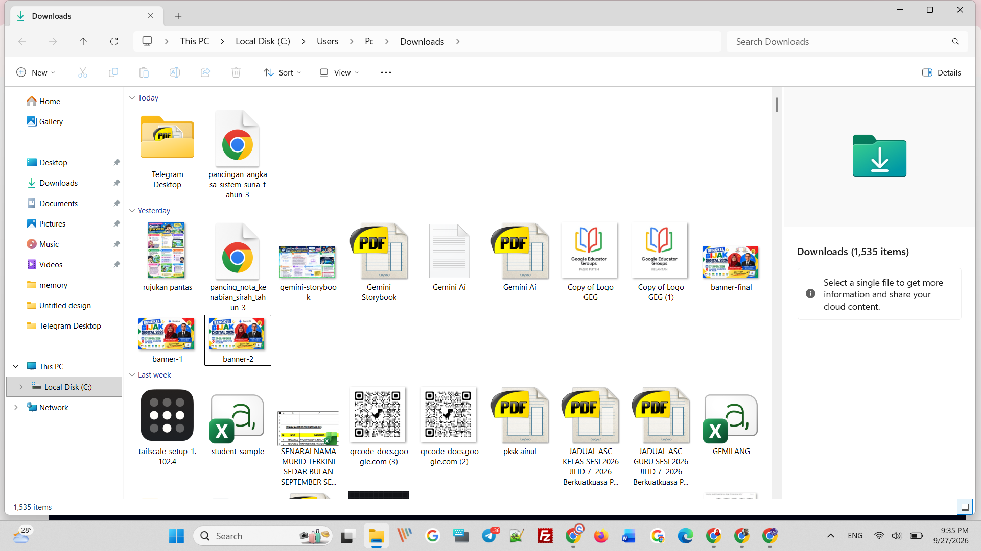 Fail muat turun di Downloads