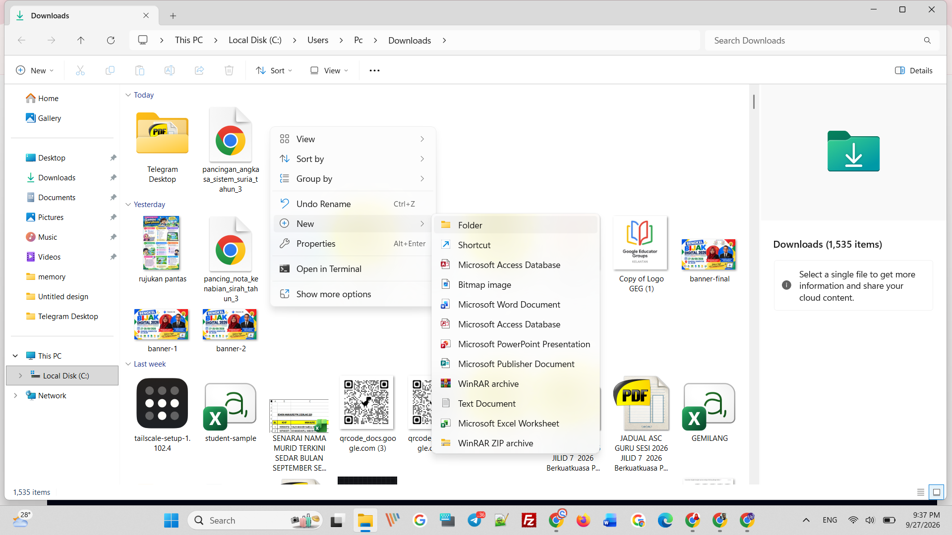 Cipta folder baru